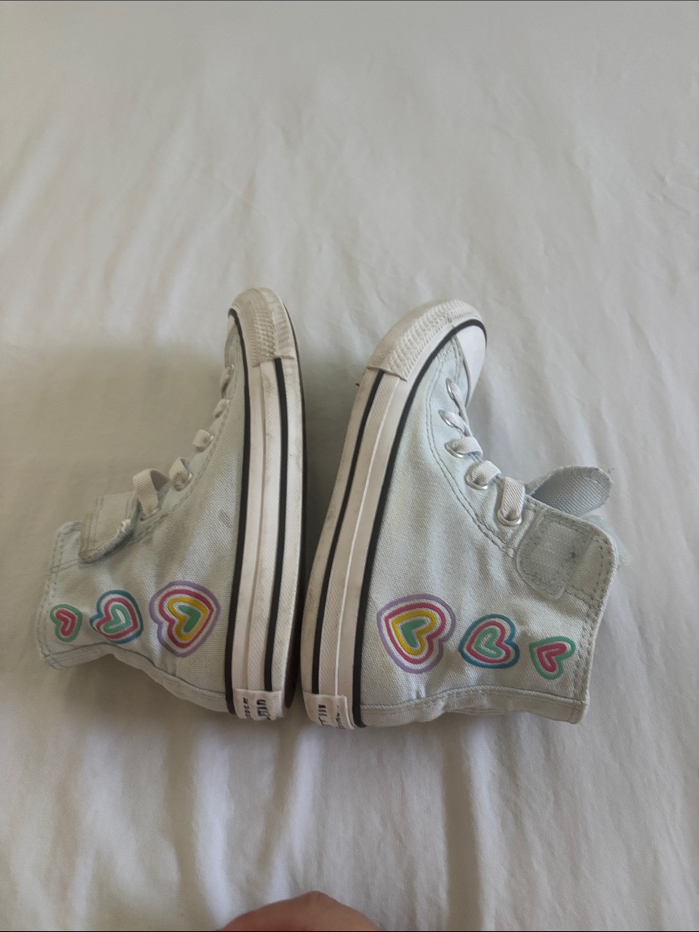 Converse Kids White High-Top Sneakers with Multicolor Heart Accents - Picture 7 of 7